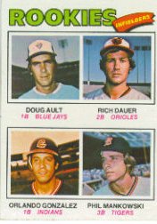1977 Topps Baseball Cards      477     Doug Ault/Rich Dauer/Orlando Gonzalez/Phil Mankowski RC